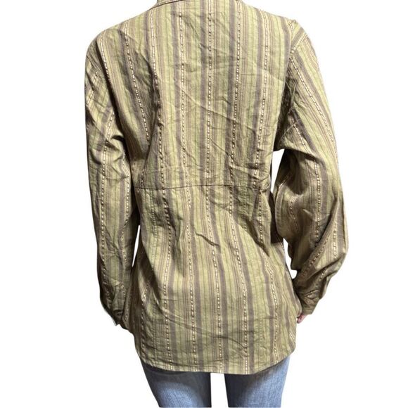 Pulp long sleeve ribbon stripe with darts Henley Shirt M - Picture 2 of 8